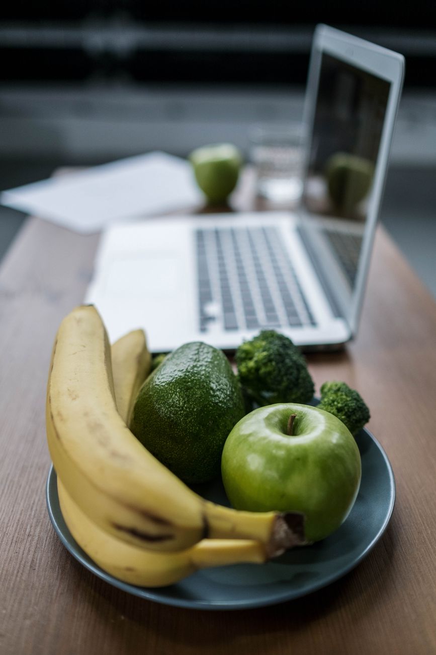 fruits and vegetable on ceramic plate